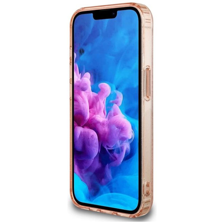Guess IML Metal Glitter 4G Circle Triangle MagSafe - pouzdro pro iPhone 16e (růžové)