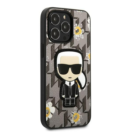 Karl Lagerfeld Iconic Karl Flower - pouzdro pro iPhone 13 Pro Max (šedé)