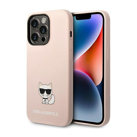 Karl Lagerfeld Choupette Body - pouzdro pro iPhone 14 Pro Max (světle růžové)