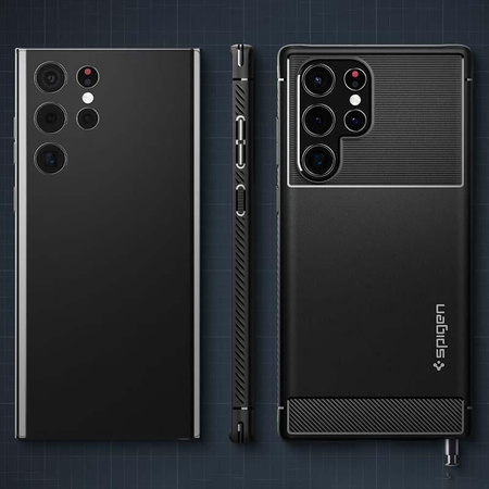 Spigen Rugged Armor - Étui pour Samsung Galaxy S22 Ultra (Noir)