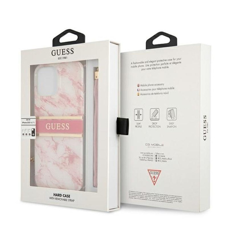 Guess Marble Strap - Etui iPhone 13 Pro Max (różowy)