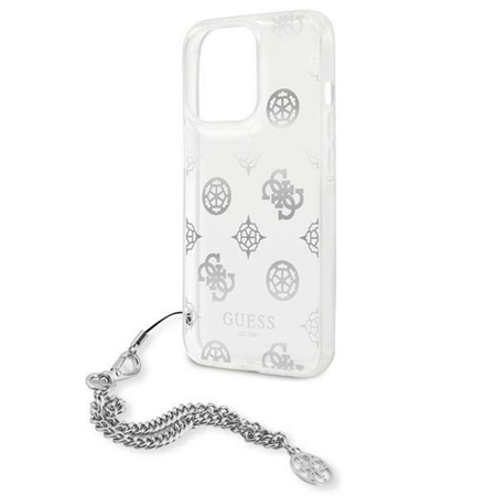 Guess Pfingstrose Kettengriff - iPhone 13 Pro Max Tasche (silber)