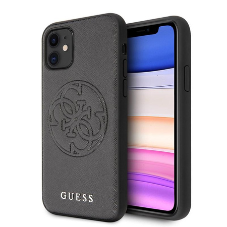 Guess Saffiano 4G Circle Logo - iPhone 11 tok (fekete)