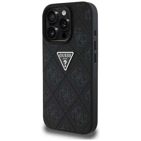 Guess Hot Stamp 4G Pattern Triangle Metal Logo - Pouzdro pro iPhone 16 Pro Max (černé)