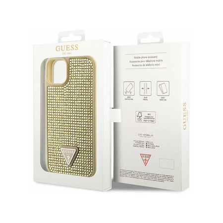 Guess Rhinestone Triangle - Coque pour iPhone 14 Plus (Or)