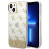 Guess 4G Stripe Script Logo Electroplated Pattern - Coque pour iPhone 14 (Or)