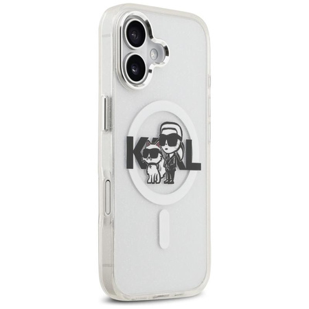 Karl Lagerfeld IML Glitter Karl & Choupette Sketch Logo MagSafe - Hülle für iPhone 17 (transparent)