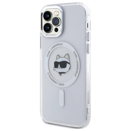 Karl Lagerfeld IML Metal Choupette Head MagSafe - pouzdro pro iPhone 12 / iPhone 12 Pro (bílé)