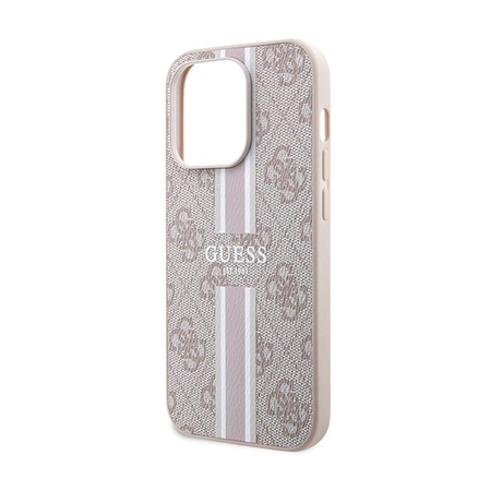 Pouzdro Guess 4G MagSafe s potiskem pruhů - iPhone 15 Pro Max (růžové)
