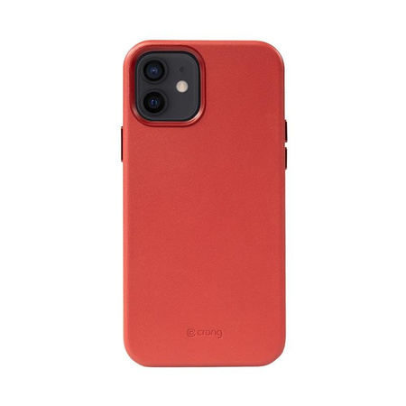 Crong Essential Cover - Custodia in pelle PU per iPhone 12 / iPhone 12 Pro (rosso)