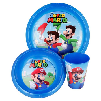 Super Mario - Tányérkészlet (tányér, tál és csésze) (kék)
