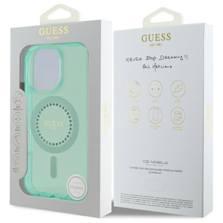 Guess IML Rhinestones MagSafe - Coque iPhone 16 Pro Max (vert)