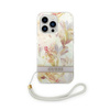 Guess Flower Cord - Etui avec dragonne iPhone 14 Pro Max (violet)
