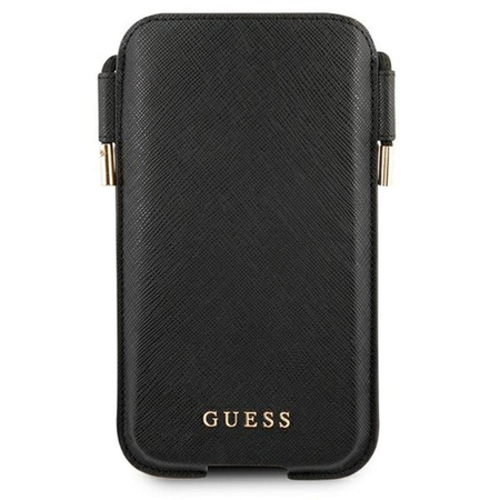 Guess Saffiano Pouch - Torebka na telefon L max 6.7" (czarny)