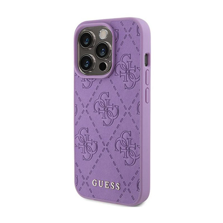 Guess Leather 4G Stamped - Étui pour iPhone 15 Pro Max (violet)