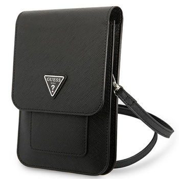Guess Wallet Saffiano Triangle Logo Phone Bag (Black)