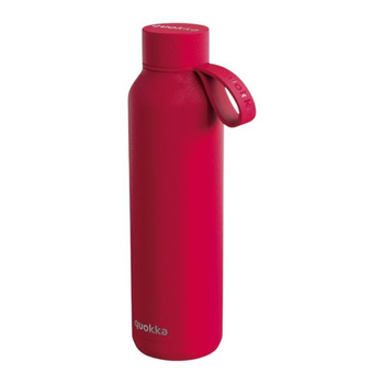 Quokka Solid s páskem - 630 ml termo láhev z nerezové oceli s páskem (třešňově červená)