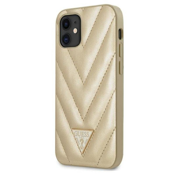 Guess V Quilted - iPhone 12 mini Tasche (gold)