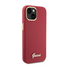 Guess szilikon script fém logó és keret - iPhone 15 tok (magenta)