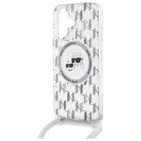 Karl Lagerfeld IML Crossbody Monogram Karl & Choupette Head MagSafe - Pouzdro pro iPhone 16 (průhledné)