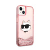 Karl Lagerfeld Liquid Glitter NFT Choupette Head - Coque iPhone 14 (rose)