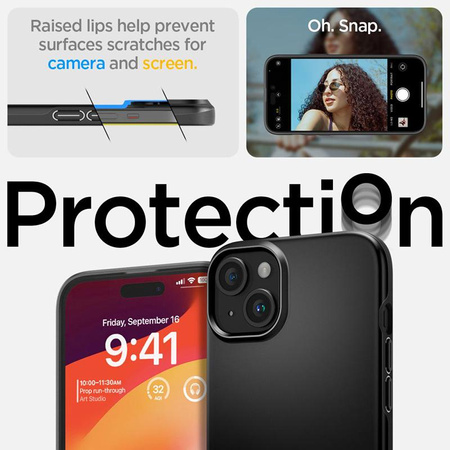 Spigen Thin Fit - Coque pour iPhone 15 Plus (Noir)