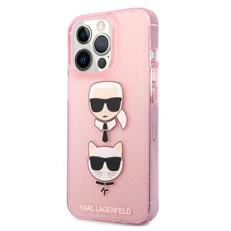 Karl Lagerfeld Glitter Karl & Choupette Head - Coque iPhone 13 Pro Max (rose)