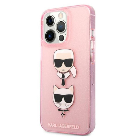 Karl Lagerfeld Glitter Karl & Choupette Head - iPhone 13 Pro Tasche (rosa)