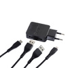 Energizer HardCase - Kompakt hálózati töltő 2x USB-A + USB-C és Micro USB kábel (fekete) élettartam garancia