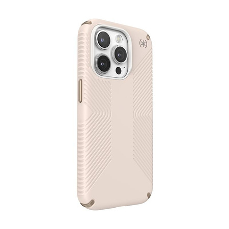 Speck Presidio2 Grip - iPhone 15 Pro Tasche (Gebleichter Knochen / Erbstück Gold / Haselnussbraun)