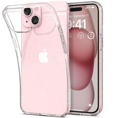 Spigen Liquid Crystal Glitter - Coque pour iPhone 15 (Transparent)