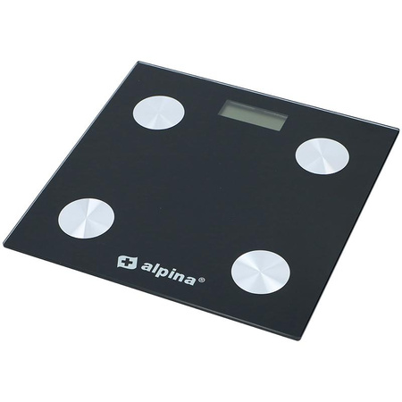Alpina - Balance intelligente avec analyseur de composition corporelle IMC, bluetooth, app (noir)