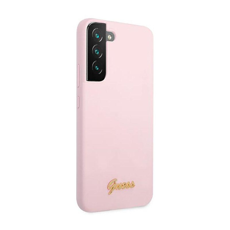 Guess Szilikon Script Metal Logo - Samsung Galaxy S22+ tok (levendula)