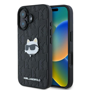 Karl Lagerfeld Monogram Choupette Head Pin - Etui iPhone 16 (noir)