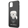Karl Lagerfeld Double Layer Glitter Tempered Glass - Coque pour iPhone 11 Pro Max avec dos en verre (Noir)