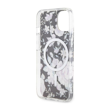 Guess Flower MagSafe - Coque pour iPhone 14 Plus (Noir)