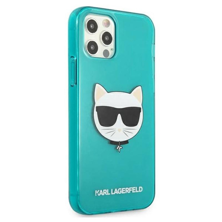 Karl Lagerfeld Choupette Head - pouzdro pro iPhone 12 Pro Max (fluo modré)