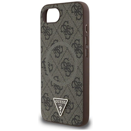 Guess 4G Ring Triangle Logo MagSafe - étui pour iPhone 16e (marron)