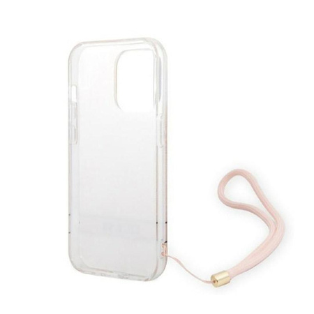 Guess 4G Print Cord - Etui avec dragonne iPhone 14 Pro (rose)