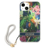 Guess Flower Cord - Etui avec dragonne iPhone 13 mini (Bleu)