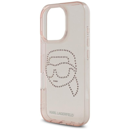 Karl Lagerfeld IML Rhinestones Karl Head - Coque pour iPhone 16 Pro (rose)