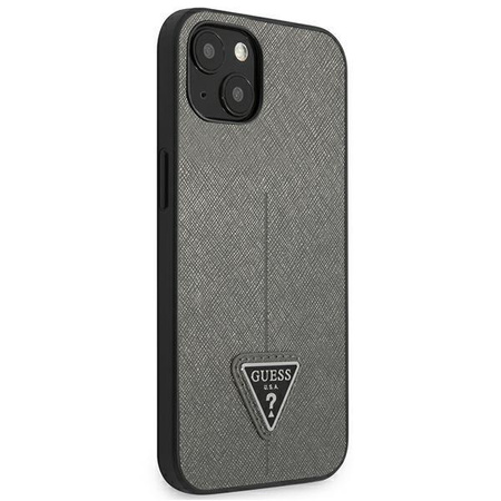 Guess Saffiano Triangle Logo Case - kryt pro iPhone 13 mini (stříbrný)