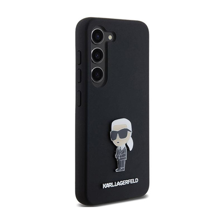 Karl Lagerfeld szilikon Ikonik fém kitűző - Samsung Galaxy S24+ tok (fekete)