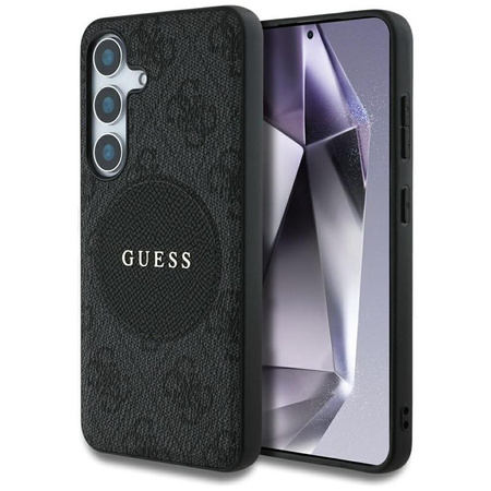 Guess 4G Round Patch Classic Logo MagSafe - Tasche für Samsung Galaxy S25 (schwarz)