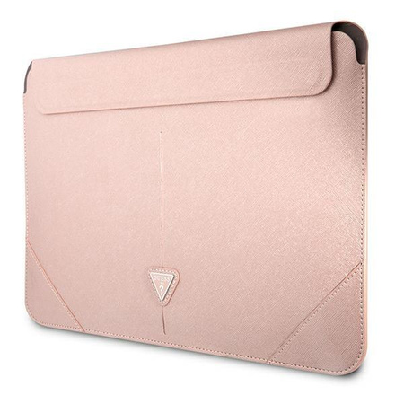 Guess Saffiano Triangle Logo Sleeve - pouzdro na 13" / 14" notebook (růžové)