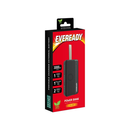 Eveready PX30B - Powerbank 30000 mAh 2x USB-A (Noir)