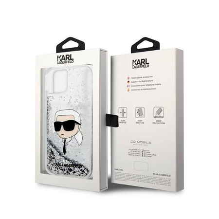 Karl Lagerfeld Liquid Glitter NFT Karl's Head - iPhone 14 Plus Tasche (silber)