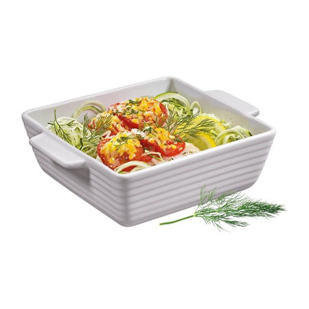 Küchenprofi Bourgogne - Plat à rôtir en porcelaine / plat à gratin carré 15×15×5 cm