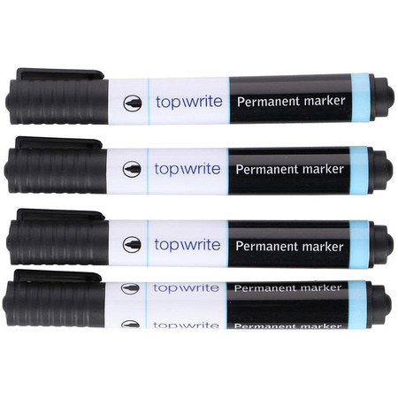 Topwrite - Marker permanentny 4 szt. (czarny)