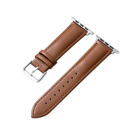 Crong Noble Band - Természetes bőrszíj Apple Watch 38/40/41 mm-es órához (Mokka)